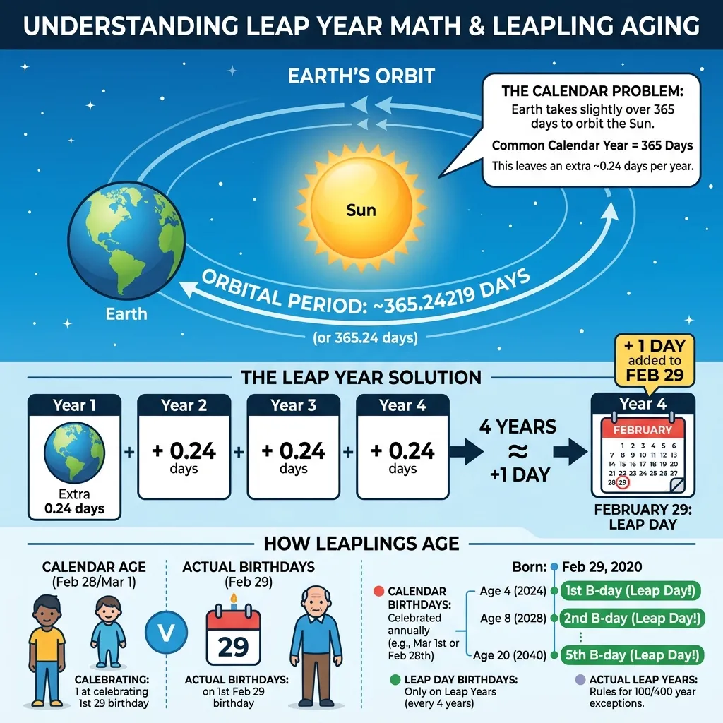 Leap year age calculation astronomy infographic