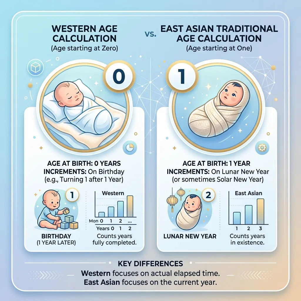 Western vs East Asian Age calculation comparison